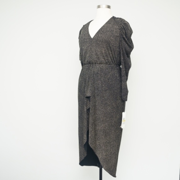 Calvin Klein Waterfall Ruffle Glitter Cocktail Dress - Picture 8 of 12